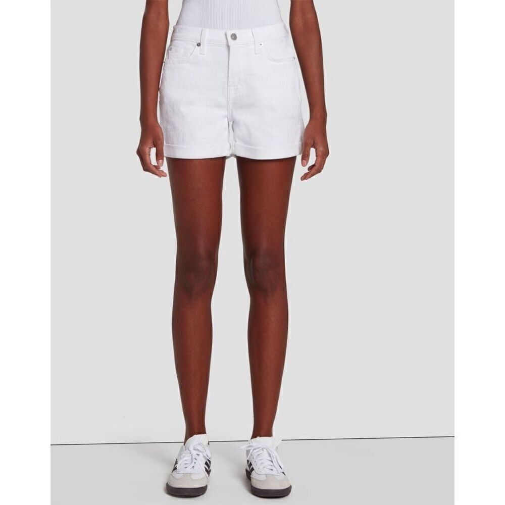 7 For All Mankind Mid Toll White Denim Short - Picture 3 of 12